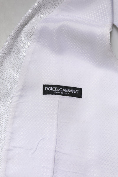 Dolce & Gabbana Weißes Paillettenkleid Formelle Weste Weste