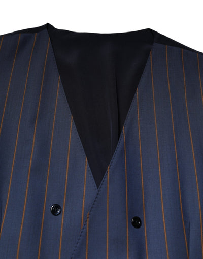 Dolce & Gabbana Blaue Streifen Wolle Formal Herren Weste Weste