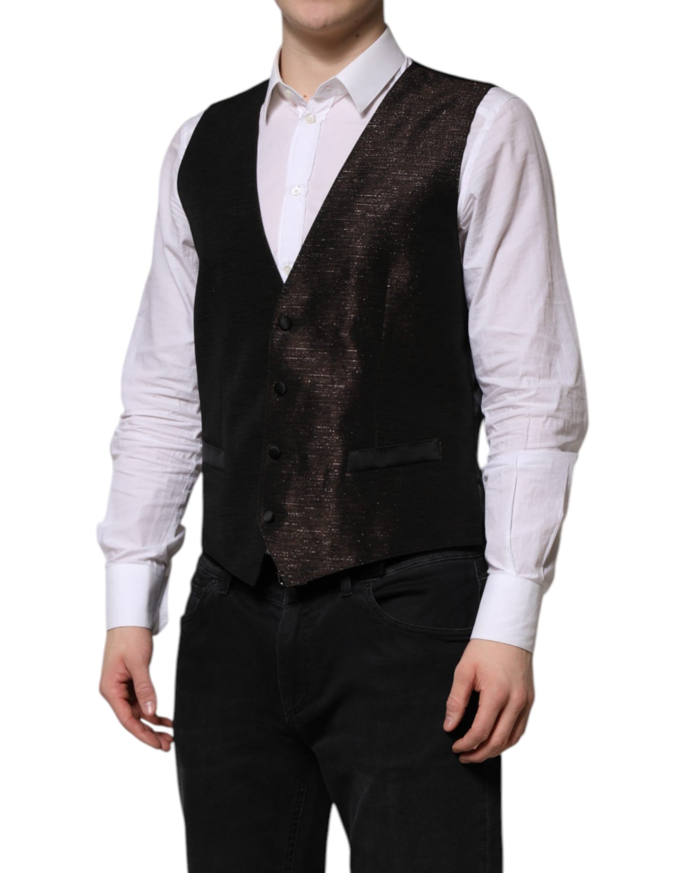 Dolce & Gabbana Dunkelbraun Kleid Formal Männer Weste Weste