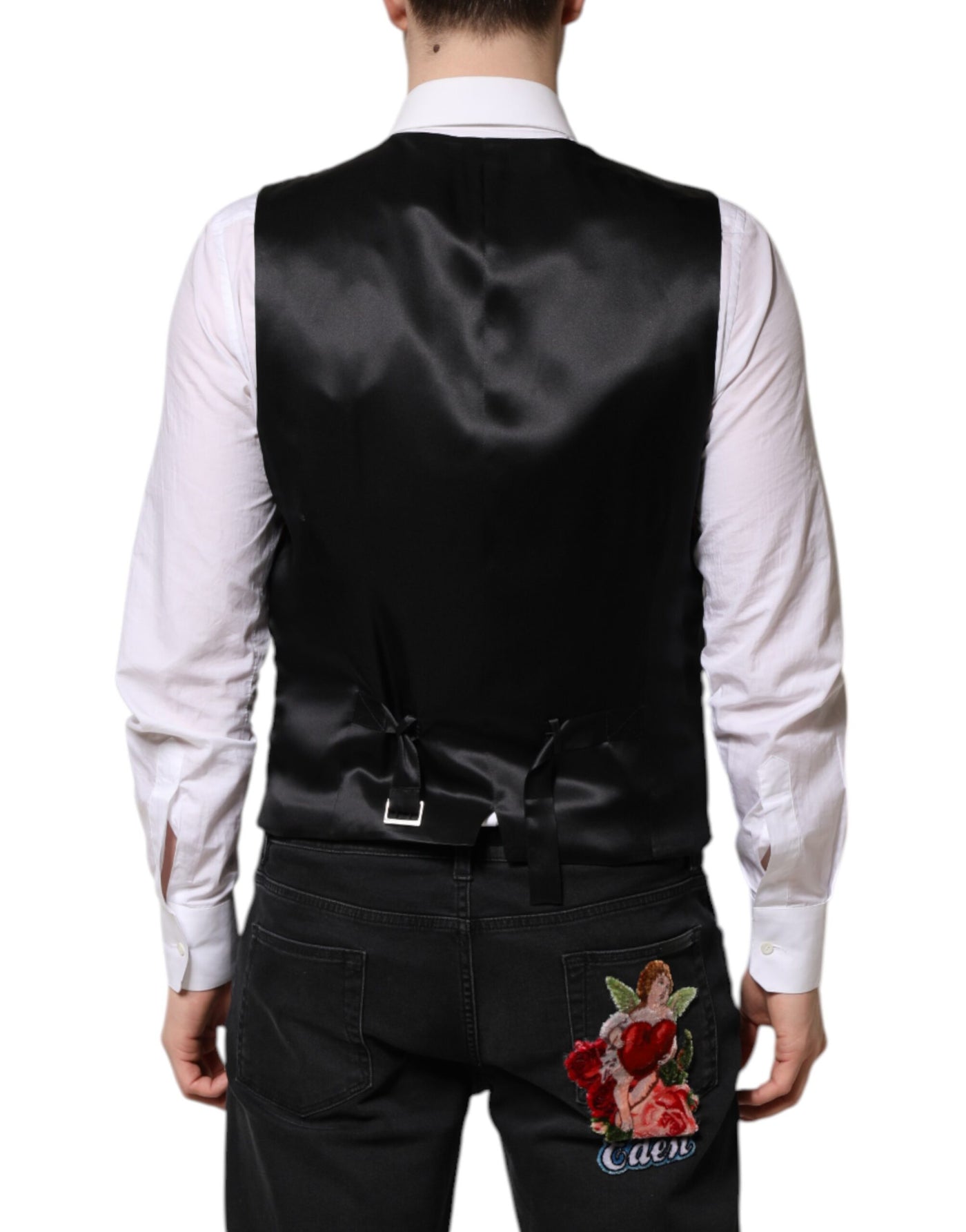 Dolce & Gabbana Rote Blumen Brokat Formal Männer Weste Weste