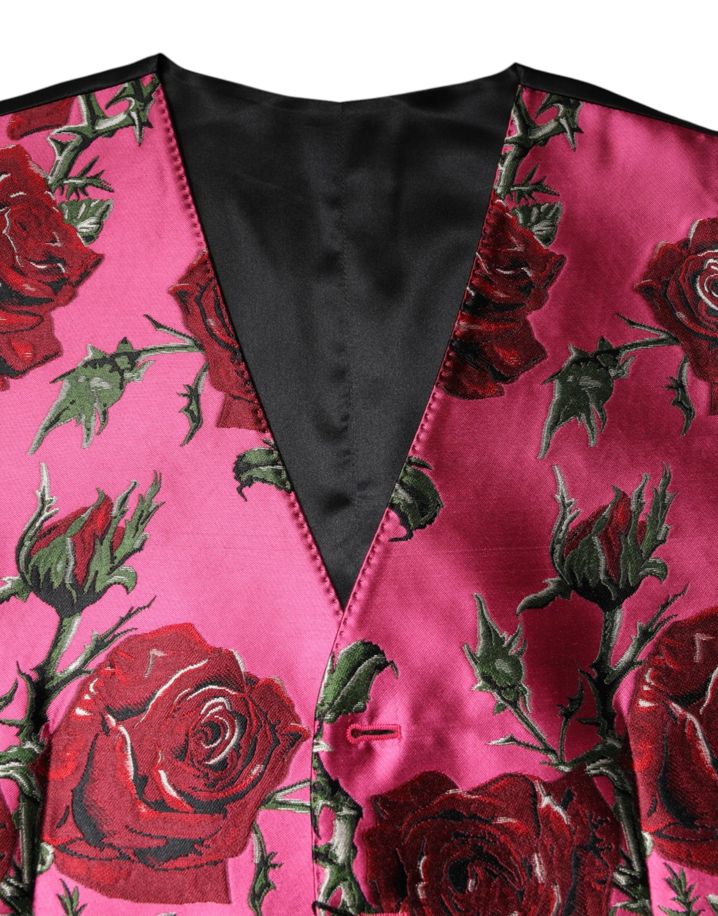 Dolce & Gabbana Rosa Floral Satin Formal Männer Weste Weste