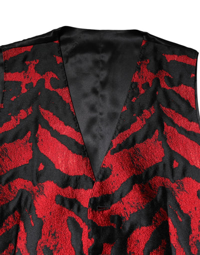Dolce & Gabbana Rot Schwarz Gestreiftes Kleid Formelle Weste Weste