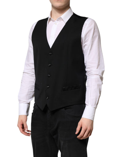 Dolce & Gabbana Schwarz Wolle Kleid Formal Männer Weste Weste