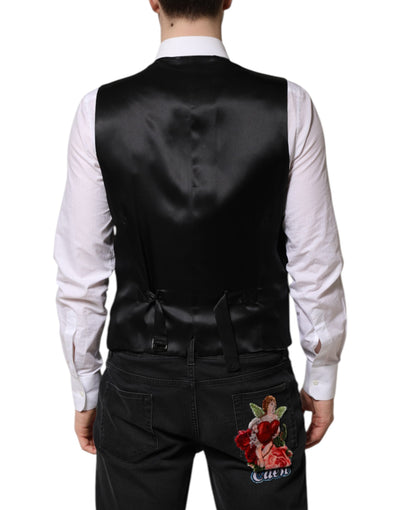 Dolce & Gabbana Schwarz Wolle Kleid Formal Männer Weste Weste