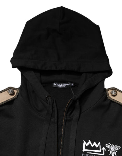 Dolce & Gabbana Schwarzes Logo Sweatshirt mit Kapuze und Reißverschluss
