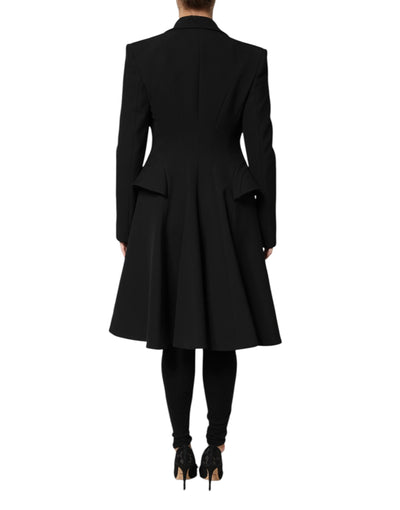 Les Hommes Schwarzer Polyester Einreihiger Trenchcoat Jacke
