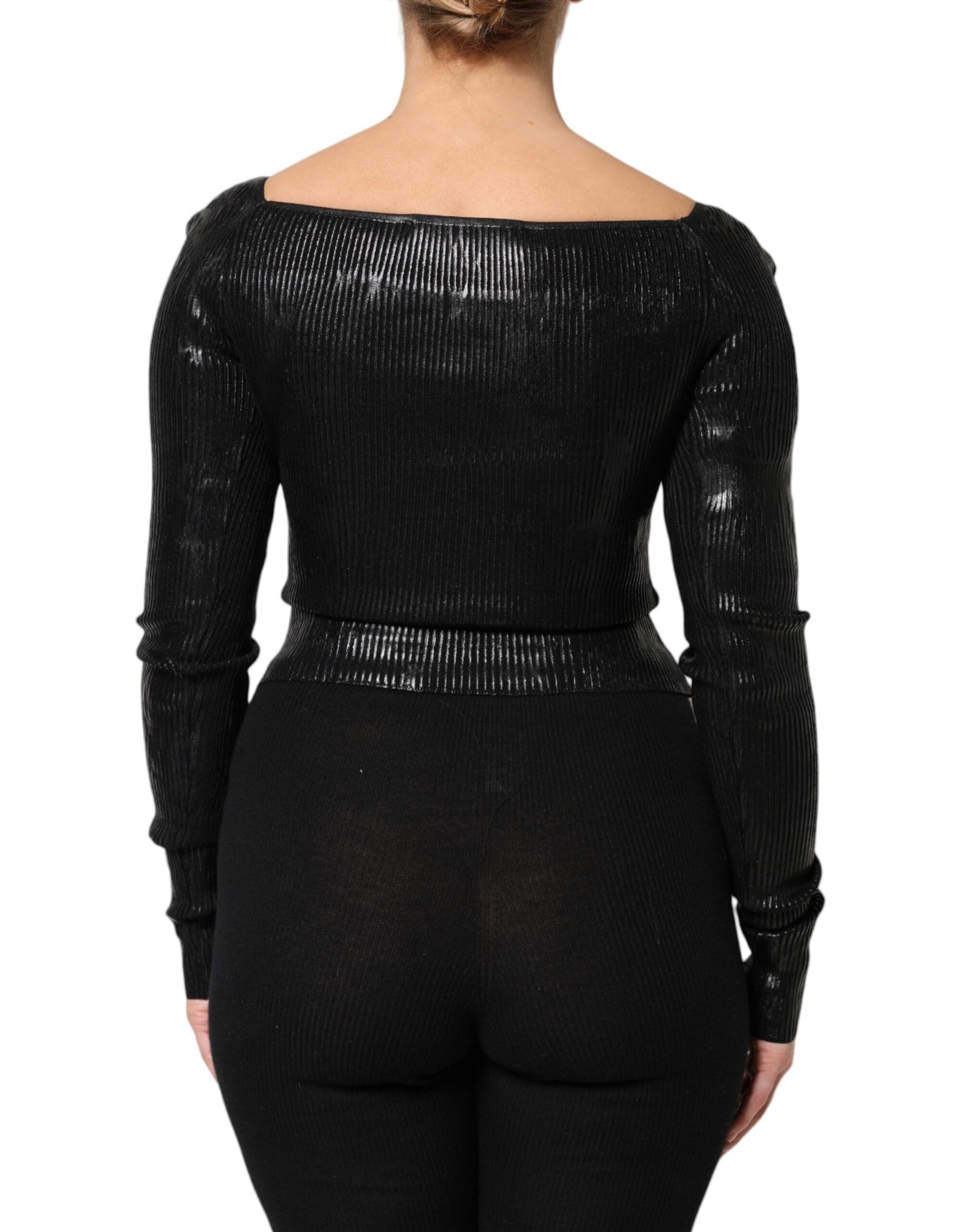 Dolce & Gabbana Schwarzes langärmeliges Blusentop aus Viskose