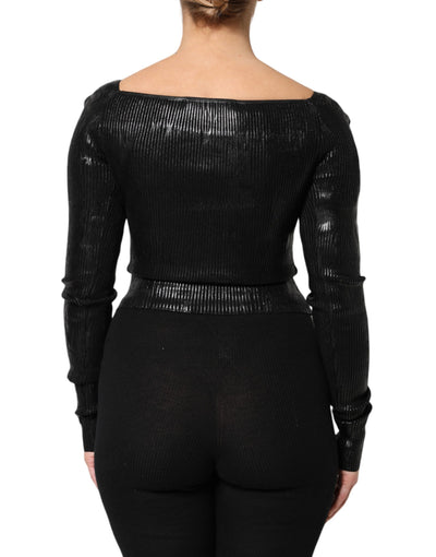 Dolce & Gabbana Schwarzes langärmeliges Blusentop aus Viskose