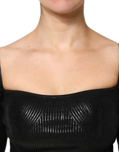 Dolce & Gabbana Schwarzes langärmeliges Blusentop aus Viskose