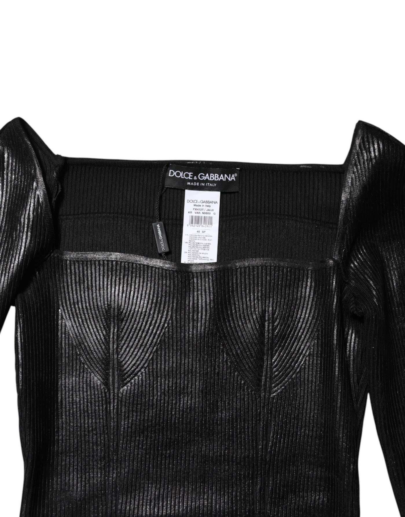 Dolce & Gabbana Schwarzes langärmeliges Blusentop aus Viskose