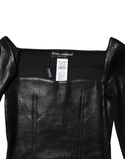 Dolce & Gabbana Schwarzes langärmeliges Blusentop aus Viskose