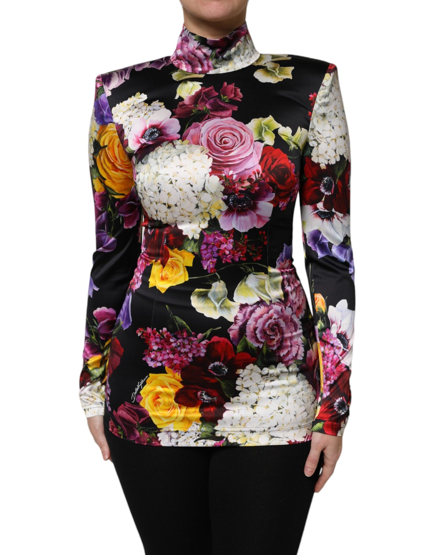 Dolce & Gabbana Multicolor Ortensies Langärmeliges Blusentop