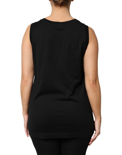 Dolce & Gabbana Schwarzes DG verschönertes ärmelloses Tank-Top