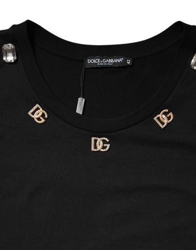 Dolce & Gabbana Schwarzes DG verschönertes ärmelloses Tank-Top