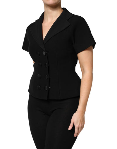 Dolce & Gabbana Schwarzer Wollmantel Zweireiher Jacke
