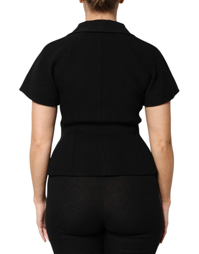 Dolce & Gabbana Schwarzer Wollmantel Zweireiher Jacke