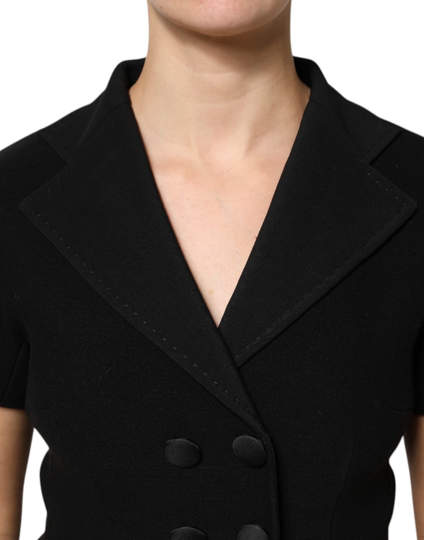 Dolce & Gabbana Schwarzer Wollmantel Zweireiher Jacke