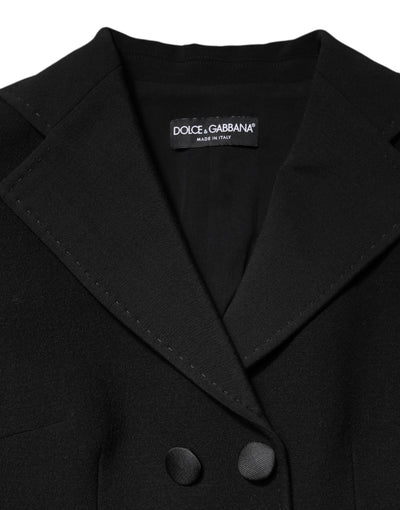 Dolce & Gabbana Schwarzer Wollmantel Zweireiher Jacke