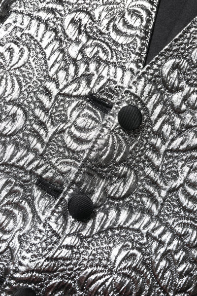 Dolce & Gabbana Silbernes ärmelloses Jacquard-Westenoberteil mit Blumenmuster
