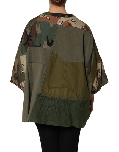 Dolce & Gabbana Mehrfarbiges Camouflage-T-Shirt in Übergröße