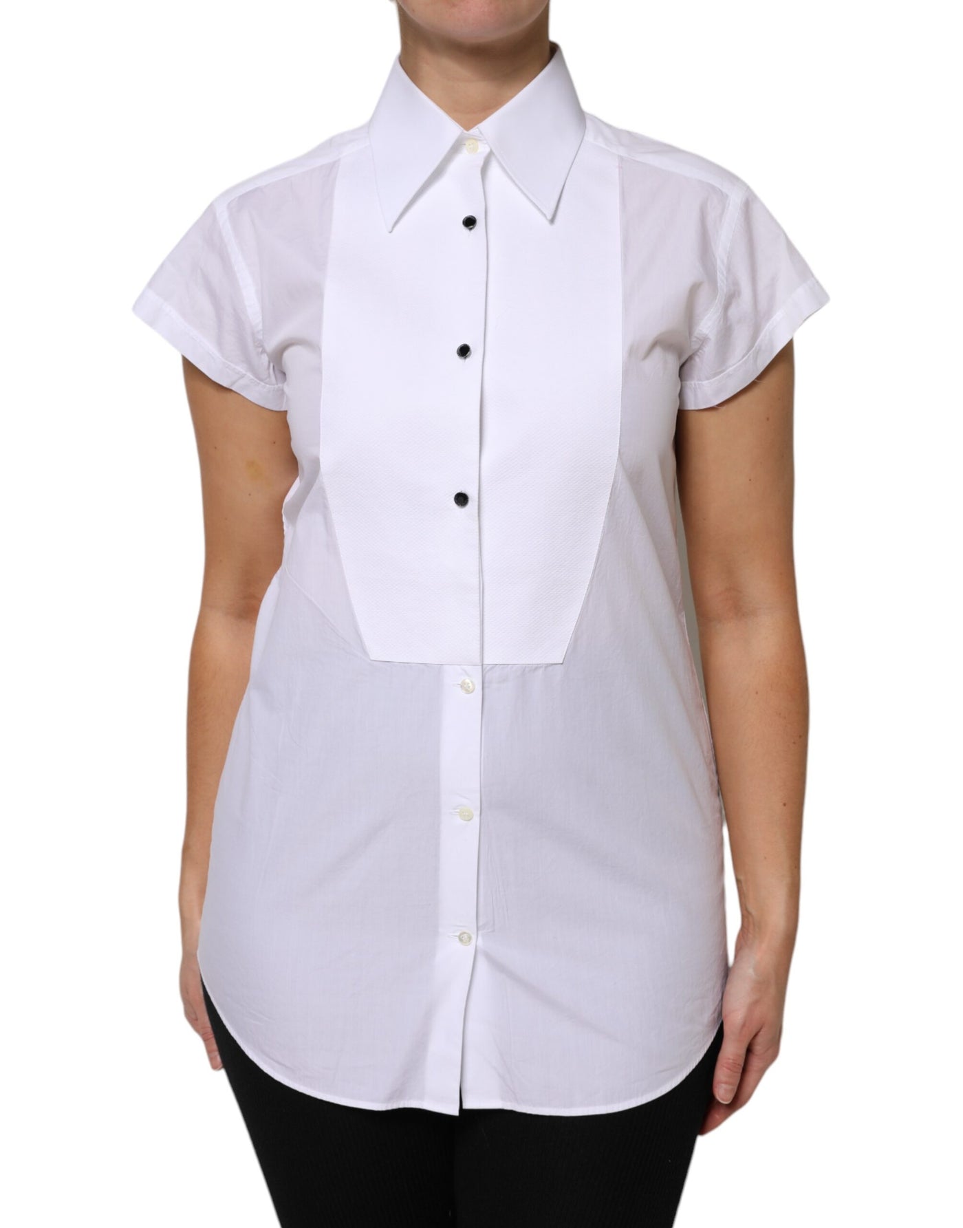 Dolce & Gabbana Weißes Baumwoll-Poloshirt mit kurzen Ärmeln und Kragen