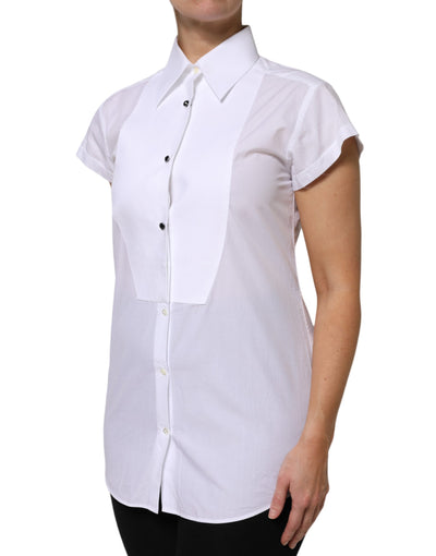 Dolce & Gabbana Weißes Baumwoll-Poloshirt mit kurzen Ärmeln und Kragen