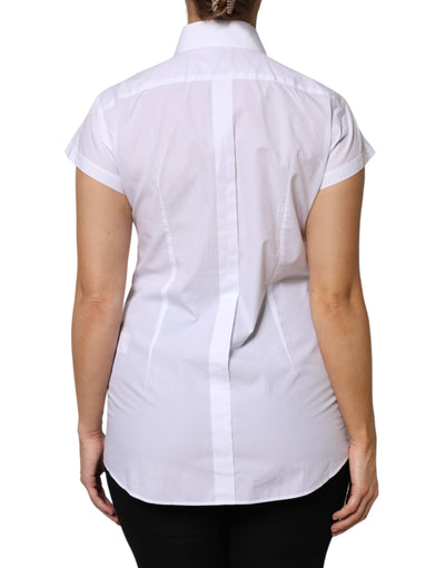 Dolce & Gabbana Weißes Baumwoll-Poloshirt mit kurzen Ärmeln und Kragen