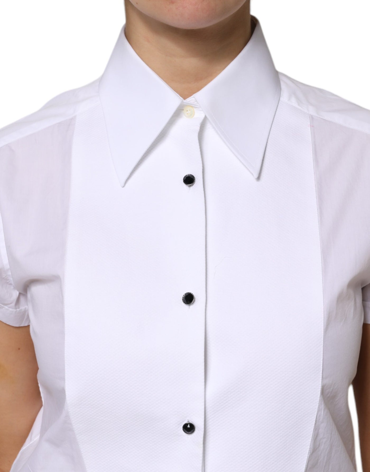 Dolce & Gabbana Weißes Baumwoll-Poloshirt mit kurzen Ärmeln und Kragen