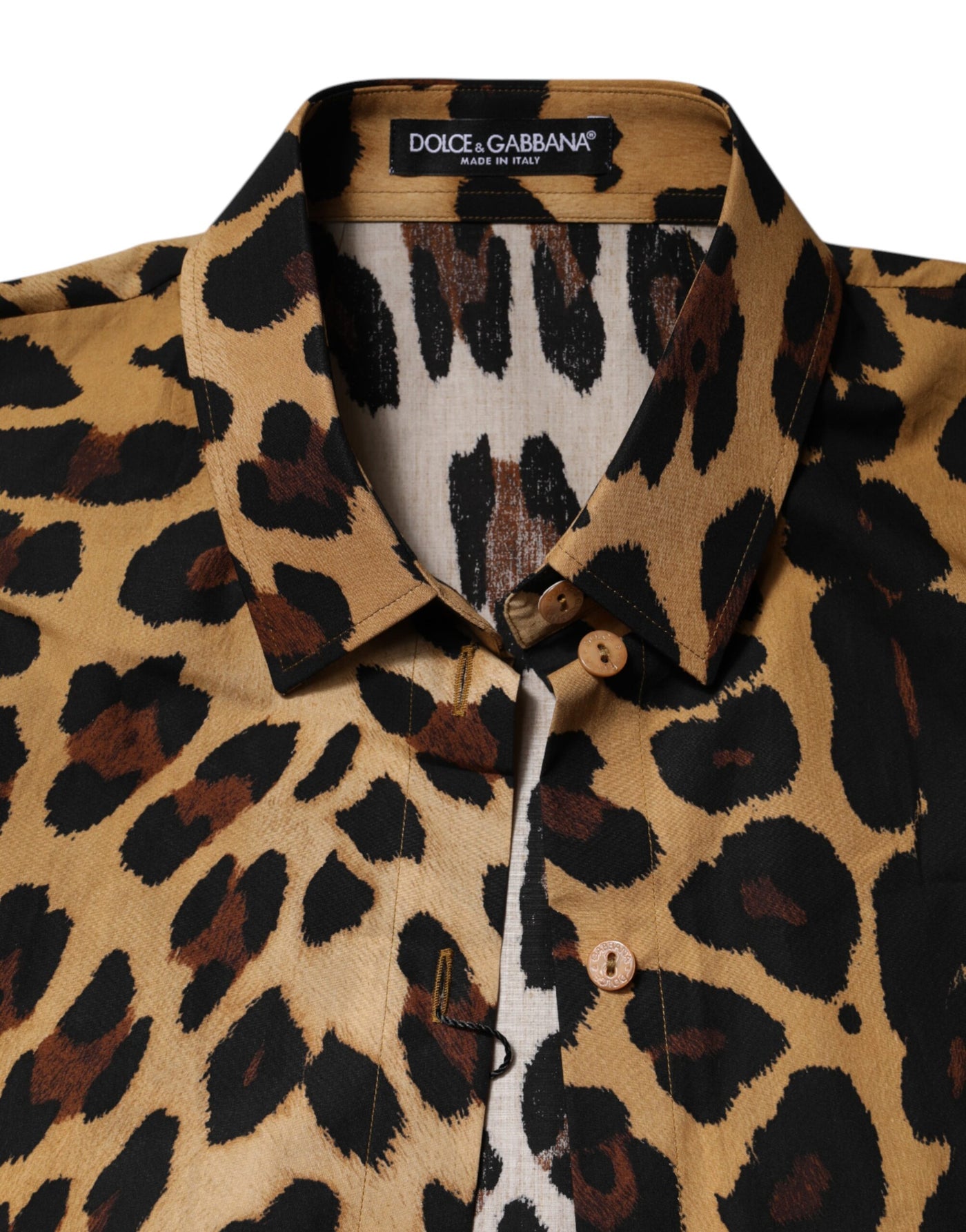 Dolce & Gabbana Braunes Leopard Kurzarm-Poloshirt mit Kragen