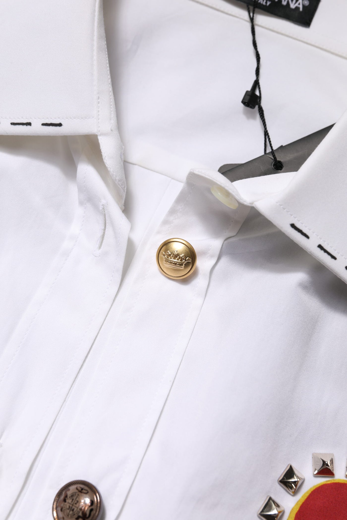 Dolce & Gabbana Weißes Hemd mit Blumenverzierung aus Baumwolle