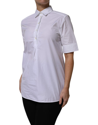Dolce & Gabbana Weißes Baumwoll-Poloshirt mit kurzen Ärmeln und Kragen