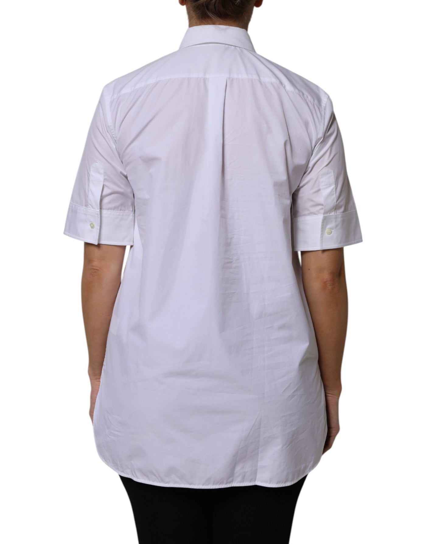 Dolce & Gabbana Weißes Baumwoll-Poloshirt mit kurzen Ärmeln und Kragen