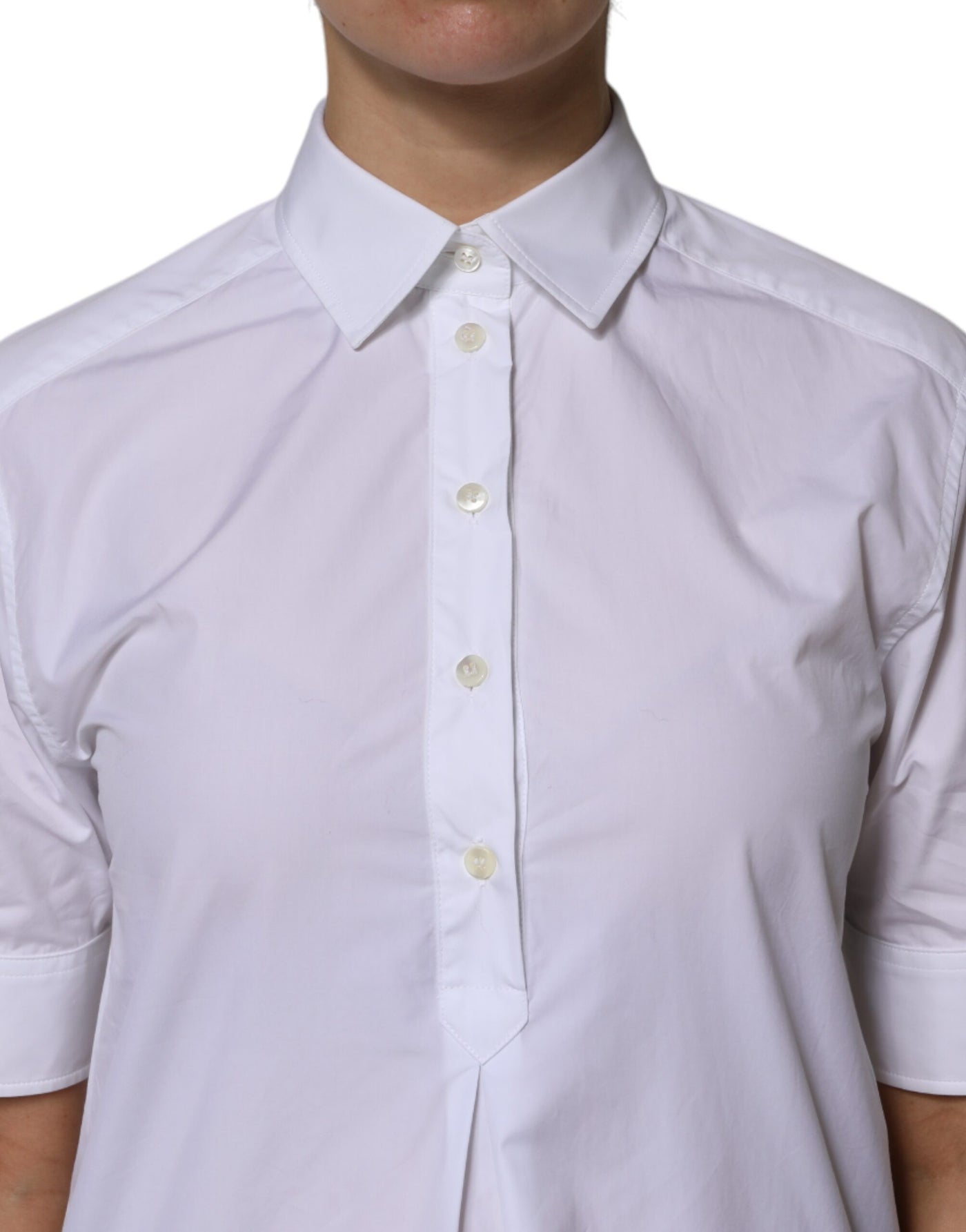 Dolce & Gabbana Weißes Baumwoll-Poloshirt mit kurzen Ärmeln und Kragen