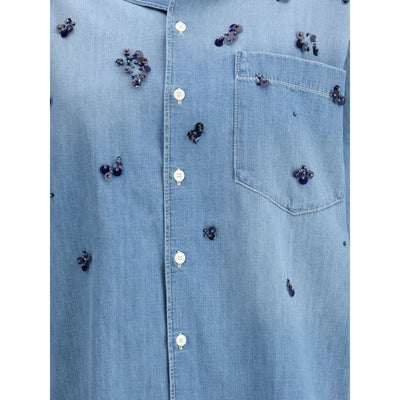 Fabiana Filippi Kurzärmeliges Denim-Shirt