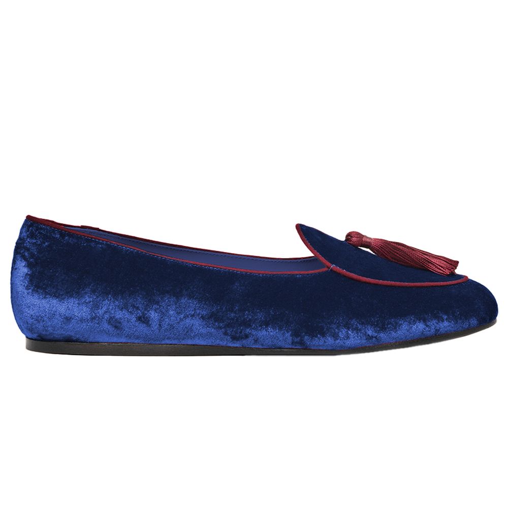 Charles Philip Flacher Schuh aus blauem Samt