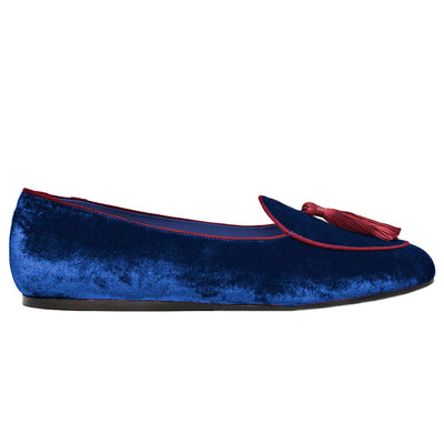 Charles Philip Flacher Schuh aus blauem Samt