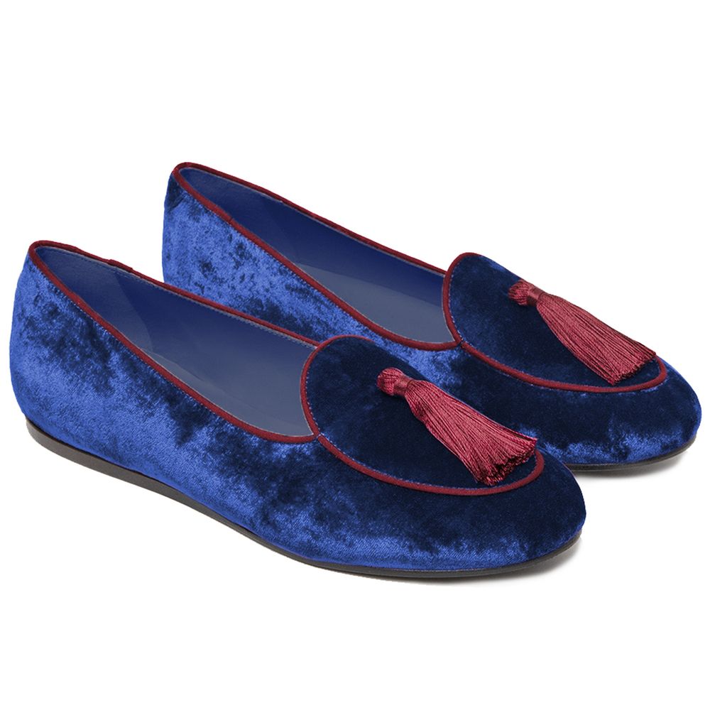 Charles Philip Flacher Schuh aus blauem Samt