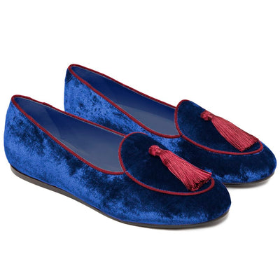 Charles Philip Flacher Schuh aus blauem Samt