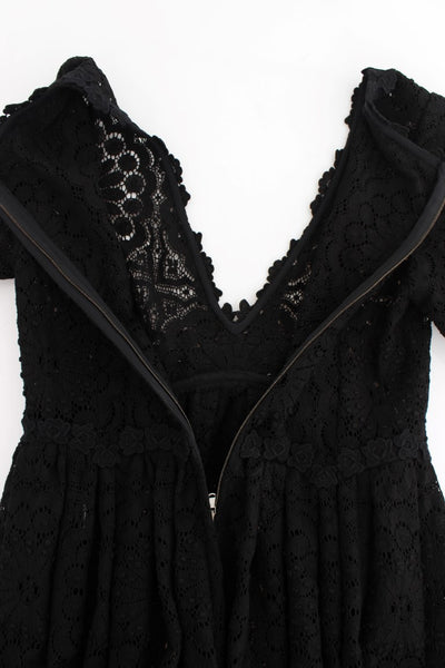 Dolce & Gabbana Schwarzes Ricamo Maxikleid in voller Länge gestrickt