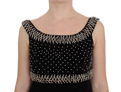 Dolce & Gabbana Braunes Samt-Kristall-Etuikleid