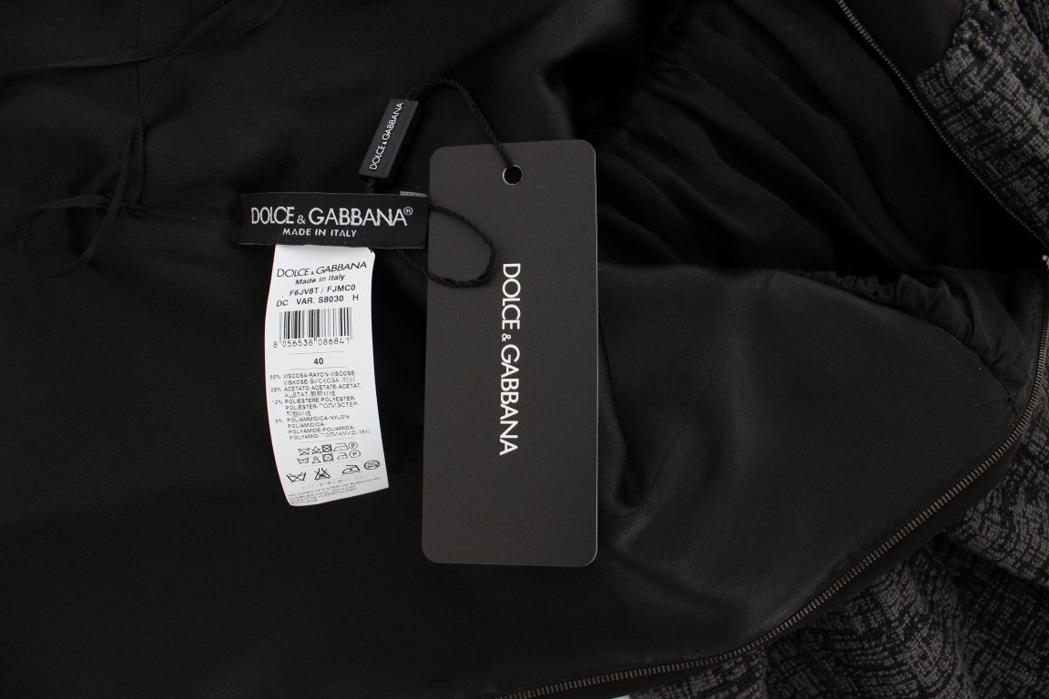 Dolce & Gabbana Schwarzes graues Etuikleid in voller Länge
