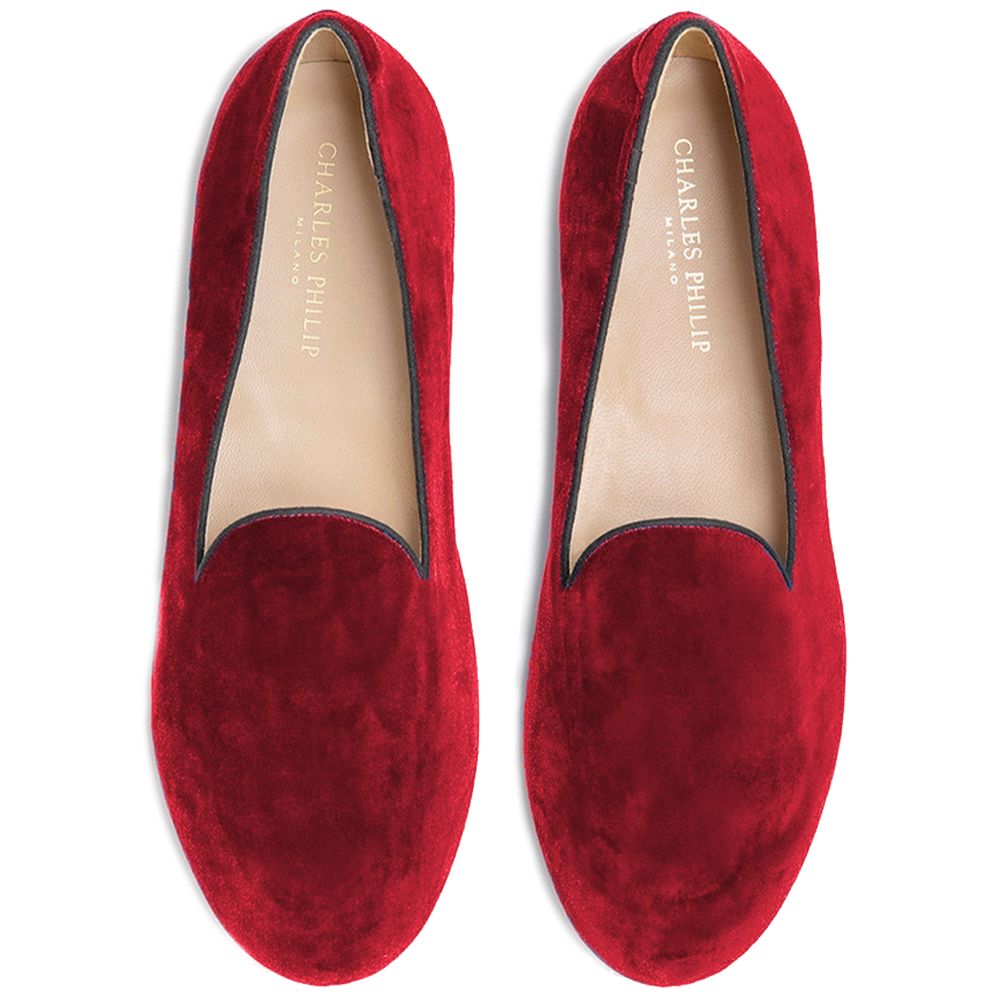 Charles Philip Roter Samt Loafer