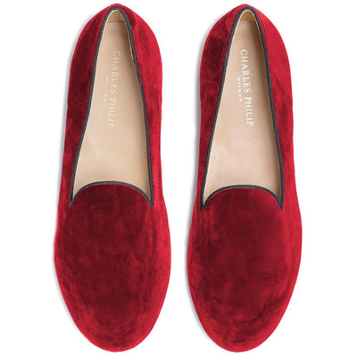 Charles Philip Roter Samt Loafer