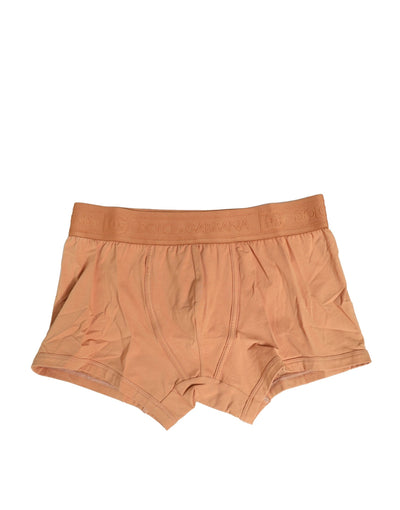 Dolce & Gabbana Brown Cotton Stretch Regular Boxer Unterwäsche