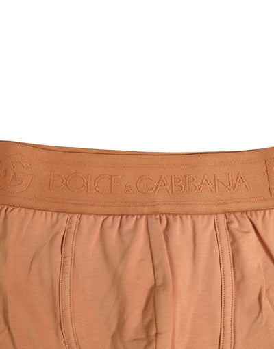 Dolce & Gabbana Brown Cotton Stretch Regular Boxer Unterwäsche