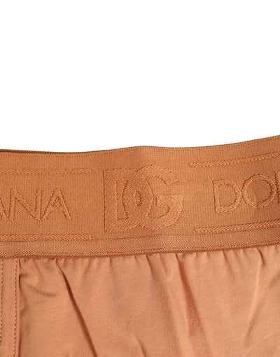 Dolce & Gabbana Brown Cotton Stretch Regular Boxer Unterwäsche