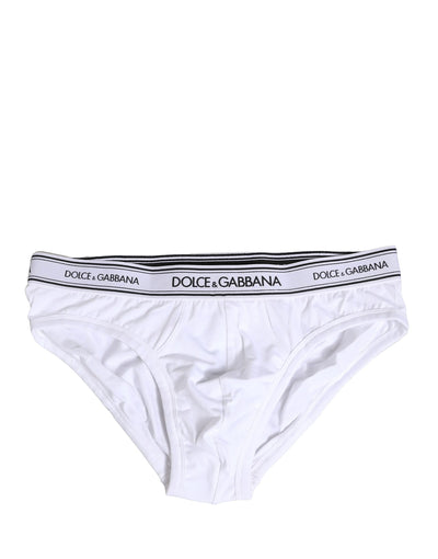 Dolce & Gabbana Weißer Baumwoll-Stretch-Slip Regular Unterwäsche