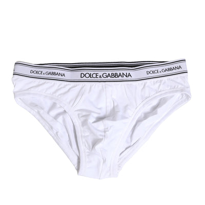 Dolce & Gabbana Weißer Baumwoll-Stretch-Slip Regular Unterwäsche