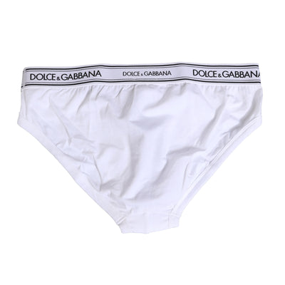Dolce & Gabbana Weißer Baumwoll-Stretch-Slip Regular Unterwäsche