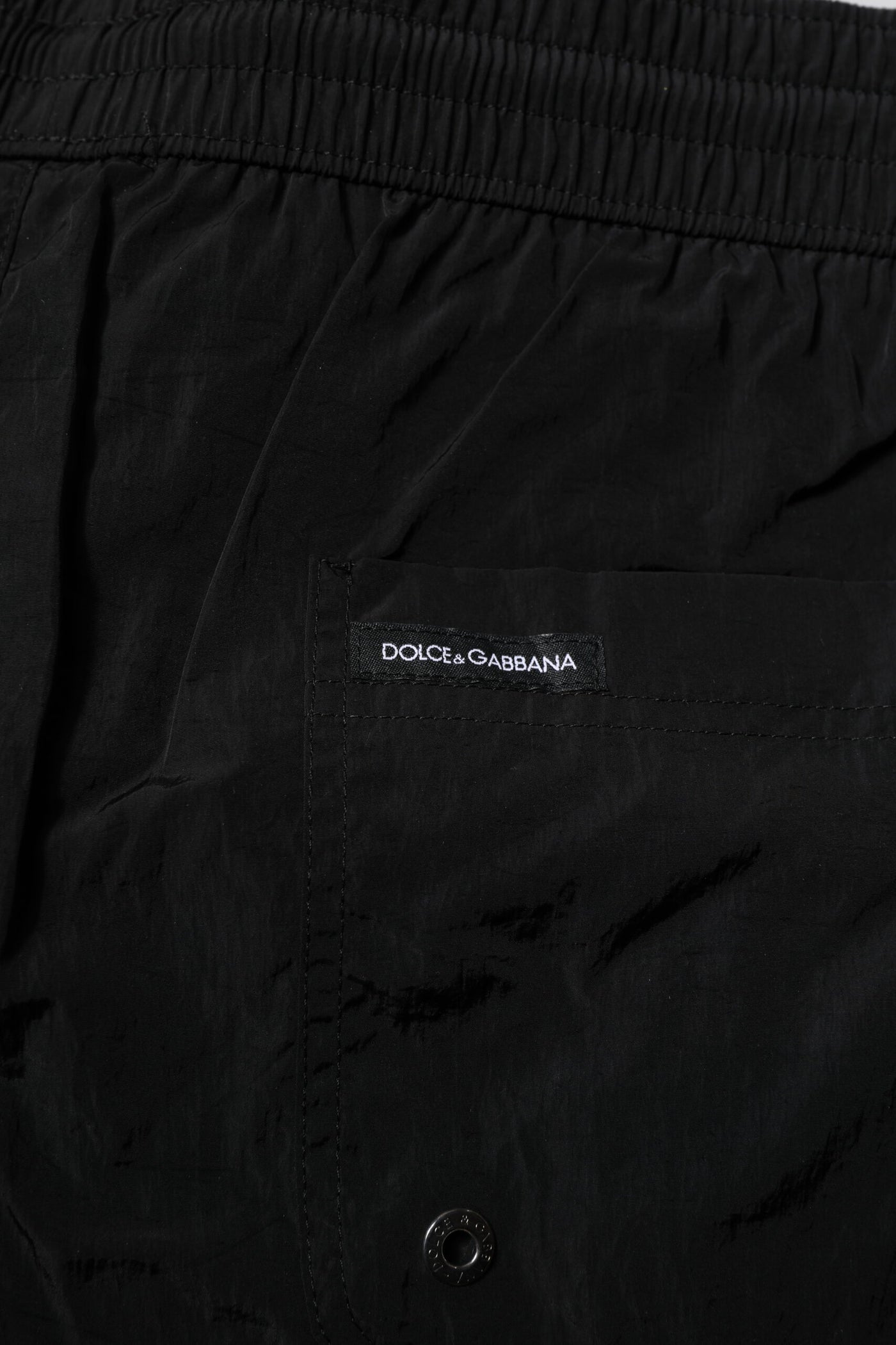 Dolce & Gabbana Schwarze Polyester Strandbekleidung Herren Shorts Bademode